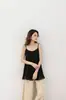 Top de Tirantes Suelto con Chaleco Interior de Chifón Plisado con Empalme de Algodón Estilo Coreano para Mujer, Moda y Versátil