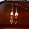 Ganchos para Orejas de Resina con Forma de Abanico y Gota de Agua Vintage Pendientes Versátiles Retro Moda Temperamento Pendientes de Nicho Venta al por Mayor