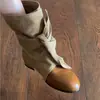 Botines de Tobillo con Cordones Redondos Patchwork Retro Lazo Mujer 2026 Nueva Tendencia Adelgazantes Versátiles Botas Vaqueras Botas de Moda
