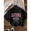 Camiseta Gráfica para Mujer de Talla Europea Transfronteriza California Los Ángeles 89 con Cuello Redondo, Mangas Cortas, Largo Regular