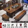 Mesa de Té Grande y Juego de Sillas de Madera Maciza, Modelo Plano, Mesa de Té Integrada, Juego Completo para Preparación de Té en Casa, Mesa de Té con Cajones