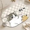 Alfombra de Gato de Dibujos Animados Seleccionada Estrictamente Baño Suave Barro de Diatomeas Alfombrilla Absorbente para Pies Puerta de Inodoro Antideslizante Resistente a la Suciedad Alfombra
