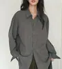 Camisa Elegante Gris Ahumado 2026 Nuevo Estilo para Mujer Lujo Ligero Gama Alta Primavera Estilo Perezoso Simple Camisa Interior Holgada