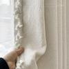 "Rosa" Estilo Creme Francês Jacquard Retro Chenille Embossado Cortinas Marrom Médio Verde Retro Largura Dupla de Porta