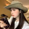 Sombrero de Pescador de Mezclilla Occidental Bordado Lavado Estilo Japonés para Mujer Verano Exterior Montañismo Ala Grande Cara Pequeña Sombrero de Sombra