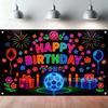 Telón de Fondo Fluorescente Feliz Cumpleaños de Amazon Transfronterizo Banner de Decoración para el Primer Cumpleaños Bandera de Arreglo de Ambiente de Fiesta