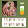 WM-506 Flor de Coco Blanca Uñas Postizas Perro Pequeño Puntiagudas Estilo Europeo Americano Hawaiano Chica Popular Uñas Francesas Usables Piezas de Uñas Al Por Mayor