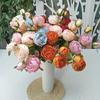 Flor Artificial Simulada de Alta Qualidade Rosa Princesa de Três Pontas Casamento Arranjo de Chão Decoração de Casa Flor Falsa Planta Verde Atacado