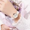 Reloj de Mujer Completamente Automático No Mecánico Correa de Metal Reloj de Mujer Luminoso Impermeable Calendario Dual Diamante Oro Rosa