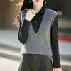 Chaleco de forro polar de nuevo estilo, chaleco de punto para mujer, suave y cómodo, hecho de hilo cepillado, cachemira y lana, cuello en V sin costuras, versátil para usar en capas