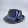 Sombrero de Cuerda Tricolor del Fabricante, Tela de Fieltro Gris, Tela No Tejida, Decoración de Pluma, Sombrero Jazz, Copa Cóncava Sombrero Oktoberfest