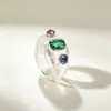 Coreia do Sul Estilo Ins Verão Doce Menina Anel Colorido Transparente Anel Cor Curativa Simples Tendência Anel de Dedo para Mulheres