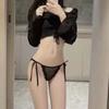 Lencería Caliente y Sexy para Mujer, Tanga de Encaje con Cordones a la Cintura Baja con Encaje, Bragas de Algodón Semi-Transparentes con Aberturas en la Entrepierna