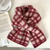 Bufanda de Punto Cruzada Retro de Doble Cara Atmosférica Estilo Coreano Roja para Otoño e Invierno, Versátil y Cálida, Adecuada para Año Nuevo y Navidad