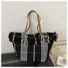 Bolso Grande Tejido de Tela Gruesa Vieja para Mujer 2024 Nueva Moda Vintage Tejido a Cuadros Bolso de Hombro Borla de Flecos Bolso de Lona