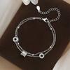 S999 Plata de Ley para Pies Otoño e Invierno Nuevo Doble Capa Pequeño Hombre Pulsera de Cintura Minimalista Estilo Suave Dulces Adornos de Mano para Mujeres para el Cabello