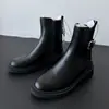 Botas Martin Curtas com Zíper Lateral Outono Inverno 2026 Femininas Bico Redondo Couro Macio Salto Baixo Botas Chelsea de Cano Curto Comércio Exterior Atacado