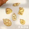 Mengjia DIY Pingente de Tulipa Simples e Versátil Aço Inoxidável Banhado a Ouro 18K Pingente Quadrado de Estrela e Lua Acessórios de Joias