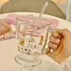 Caneca de Vidro Desenho Animado Fofo Grande Capacidade Copo de Água Novo Estilo 2025 Copo Feminino Uso no Escritório em Casa Copo de Leite Copo de Chá de Leite