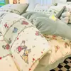 Juego de Cuatro Piezas de Terciopelo de Leche de Invierno, Sábana Gruesa para Otoño e Invierno, Funda de Edredón de Felpa, Juego de Tres Piezas de Sábana para Dormitorio de Felpa de Coral