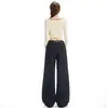 Pantalones de Pierna Ancha Sueltos Estilo Retro Americano YP& Pantalones Versátiles de Pierna de Tijera Diseño de Botón Ajustable en la Cintura Trasera Jeans Nuevos para Mujer