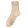 Calcetines de invierno para mujer, forrados de vellón, gruesos, de longitud media, de color liso, estilo japonés, cálidos, de toalla, negros, de felpa, de moda.