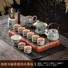 Conjunto de Chá Kung Fu Flores Azuis da Fornalha Ru Cerâmica Bule Viga Tigela Flutuante Xícara de Chá Bandeja de Chá Luxo Acessível Doméstico de Ponta