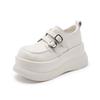 Mocasines de Suela Gruesa para Mujer 2026 Primavera Nuevos Zapatos Versátiles que Aumentan la Altura para Mujeres Bajitas Zapatos de Cuero Estilo Británico Negros