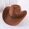 Sombrero Vaquero Clásico Transfronterizo Estilo Étnico de Xizang con Visera de Gamuza y Remaches Estilo Inglés, Sombrero Jazz para el Sol al por Mayor