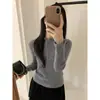 Suéter de Punto con Encaje de Cuello Alto Relajado de Manga Larga para Mujer 2026, Camisa Base Casual Ajustada para Otoño
