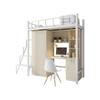 Combinación de cama y mesa inferior, cama elevada para dormitorio de estudiantes y personal, cama de hierro para adultos, cama individual para apartamento, estantería integrada