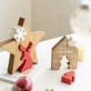 Adornos Decorativos de Madera de Anciano Navideño para Escritorio, Bloques de Construcción Creativos de Anciano, Manualidades, Accesorios de Exhibición de Escritorio