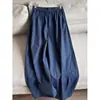 Nuevo Estilo 2026: Pantalones Elegantes de Algodón de Corte Recto Holgado, Pierna Ancha, Cintura Elástica, Largo Cropped, Venta al por Mayor H16BK26107