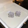 Pendientes Colgantes de Flor con Diamantes de Zirconia y Aguja Plateada, Aretes de Moda y Exquisitos, Pendientes de Nicho de Alta Gama con Sentido de Diseño