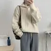 Diseño de solapa, suéter de punto con cremallera, top para mujer, nuevo estilo otoño/invierno, de manga larga, color liso, elegante, suéter de corte holgado, estilo moderno para mujer