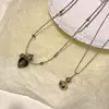 Nuevo Collar de Calabaza Minimalista Estilo Chino con Patrón de Pliegues Arrugados, Estilo Vintage Fresco, Sensación de Alta Gama, Cadena para Suéter Única y Versátil