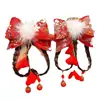 Tocado de horquilla para niña, tocado de niña pequeña, flor, linda peluca, trenza, lazo de niña, horquilla, accesorios para el cabello de Año Nuevo