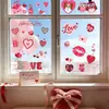 Decoración de Pegatina para Puerta de Gabinete de Vidrio Estático de Ventana Atmósfera de Corazón de Búho Cupido Día de San Valentín Pareja