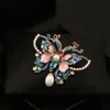 Broche Abanico Flor Peonía Perla Elegante Antiguo Mujer Guofeng Retro Flor Ramillete Accesorios Traje Pin de Alta Gama