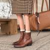Botines Chelsea de Piel de Vaca de Primera Capa Elegantes y Capaces de Alta Calidad para Viajeros Invierno 2025 Tacón Medio Grueso Punta Fina Botines Cortos de Piel Genuina para Mujer