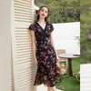 Vestido Floral Retro Romántico Color Block 26 Verano Cita Cuello en V Corte Ajustado Estilo Oficina Elegante Vestido Estampado