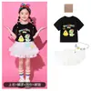Roupa de performance de cheerleading para o Dia das Crianças, conjunto de manga curta com estampa de desenho animado para jardim de infância, fantasia de performance esportiva para aluno do ensino fundamental