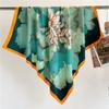 Lenço Protetor Solar Simples para o Dia a Dia Lenço Quadrado Grande 90cm Lenço de Seda Sarja Aveludada Flor Moda Primavera e Verão Viagem