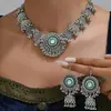 Moda Europea y Americana Retro Simple Exagerado Simple Gema Borla Elegante Collar Pendientes Conjunto de Joyería para Mujer Decoraciones