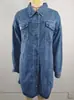 Vestido-camisa jeans lavado de novo estilo com lapela e bolsos para mulheres, comércio exterior transfronteiriço europeu e americano do eBay, site independente da Amazon