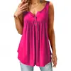 Camiseta Casual Feminina Lisa com Pregas Sem Manga, Colete Botão Meio-Comprimento, Novo Sucesso de Vendas da Amazon Verão 2019