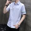 Nueva Camisa de Manga Corta Estampada para Hombre 2021 Estilo Coreano Moda Juvenil para Hombre Ajustada