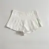Moda Femenina de Verano 2026 Estilo Europeo y Americano Versátil de Cintura Alta Plisados de Doblez Ancho Pantalones Cortos Casuales de Color Sólido