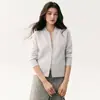 Estilo minimalista de alta qualidade: Coleção de outono de 2026, novo cardigã feminino de cashmere com gola alta, design de zíper duplo, perfeito como camada externa