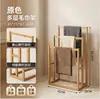 Suporte de Toalha Banheiro Bambu Exibidor Cabide de Calça Prateleira de Armazenamento Removível de Chão Design Simples